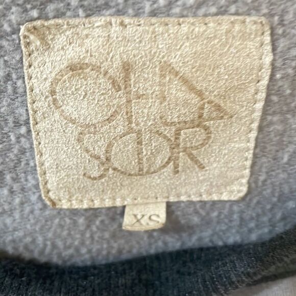 CHASER short sleeve raglan top colorblock yellow gray charcoal XS - Picture 2 of 5